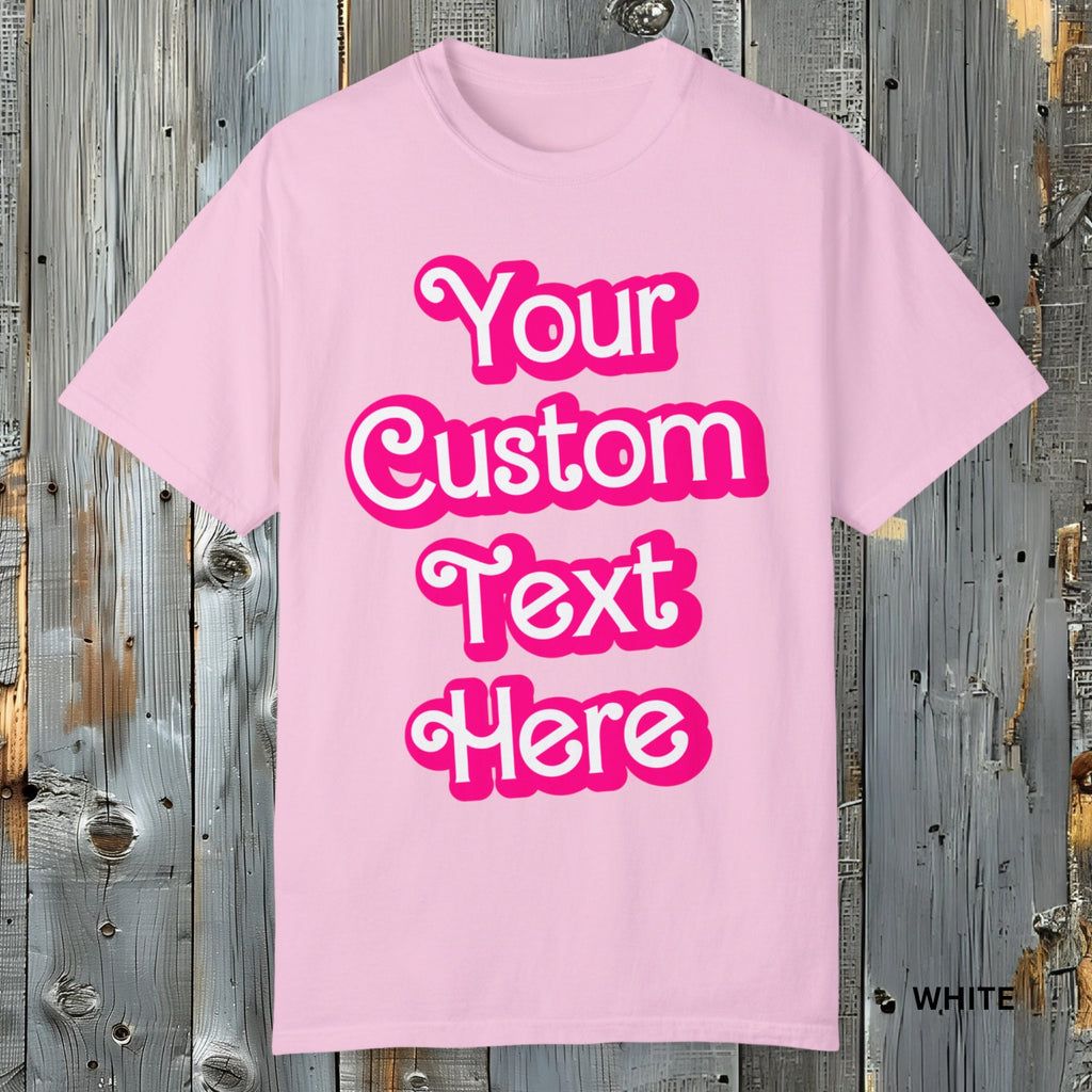 Custom Text Pink Party Shirt, Comfort Colors TShirt, Girls Trip Bachelorette Party Fashion Doll Font Tee, Personalized Birthday Gift for Kid
