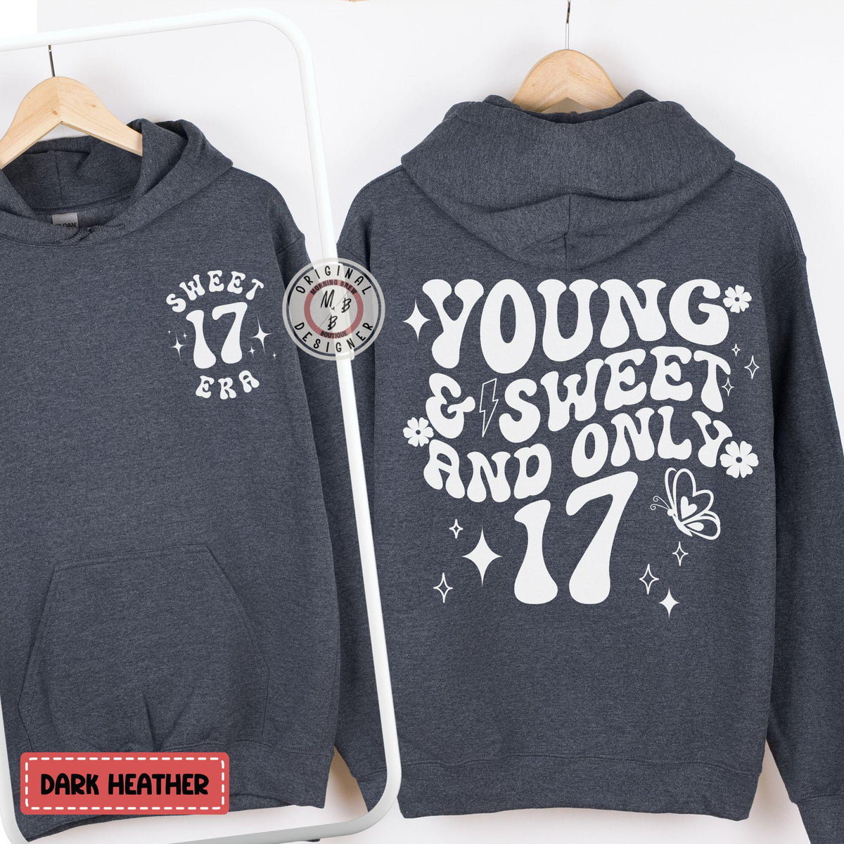 Sweet 17 Era Birthday Hoodie, Young & Sweet And Only 17 Years Old Hooded Sweatshirt, Birthday Gift for Teens, 17th Bday Present Teen girl