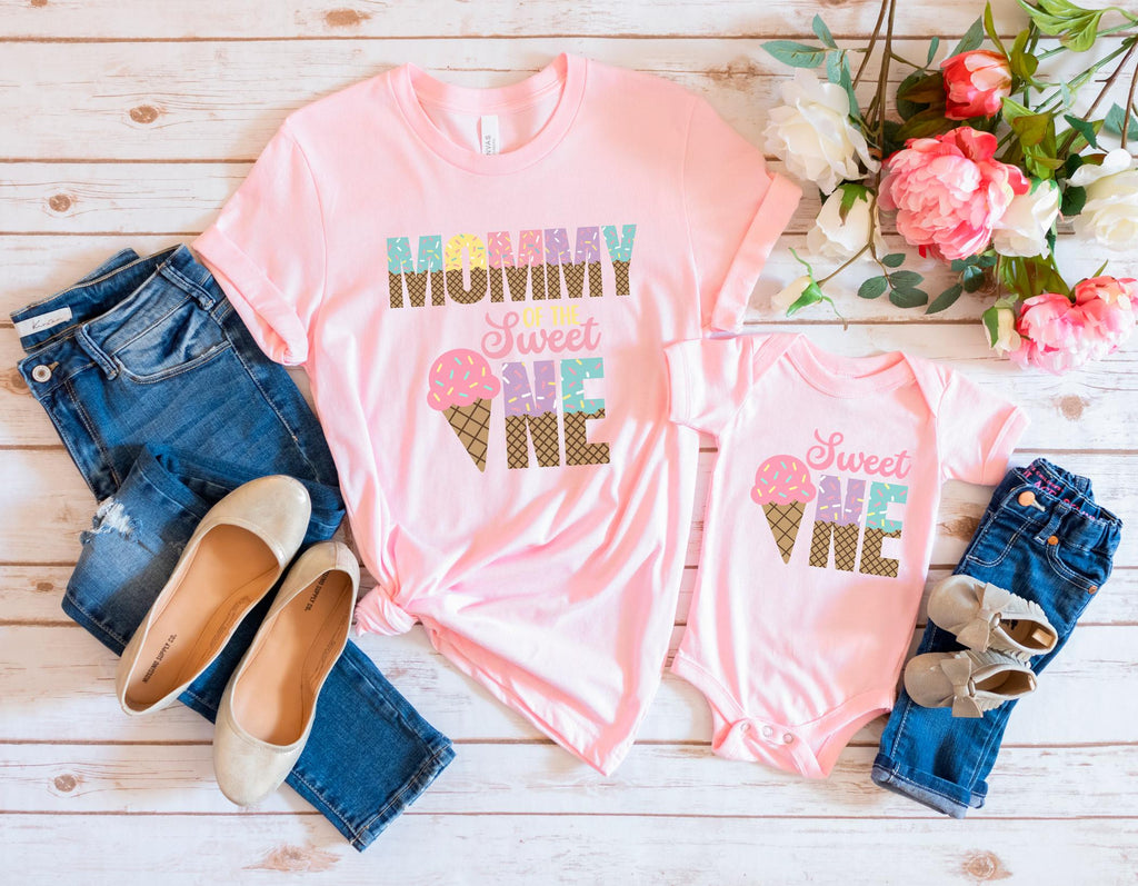 Sweet One Family Matching Shirts - First Birthday Family Tees - Ice cream Kids Shirt - Girl Birthday Gift - 1st birthday - Birthday Party