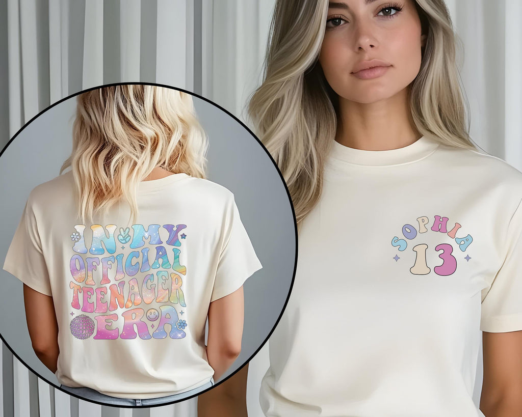Personalized Official Teenager Era Shirt, In My Teenage Era Shirt, Customized Teenager 13 T Shirt, 13th Birthday, Girl Thirteenth Shirt