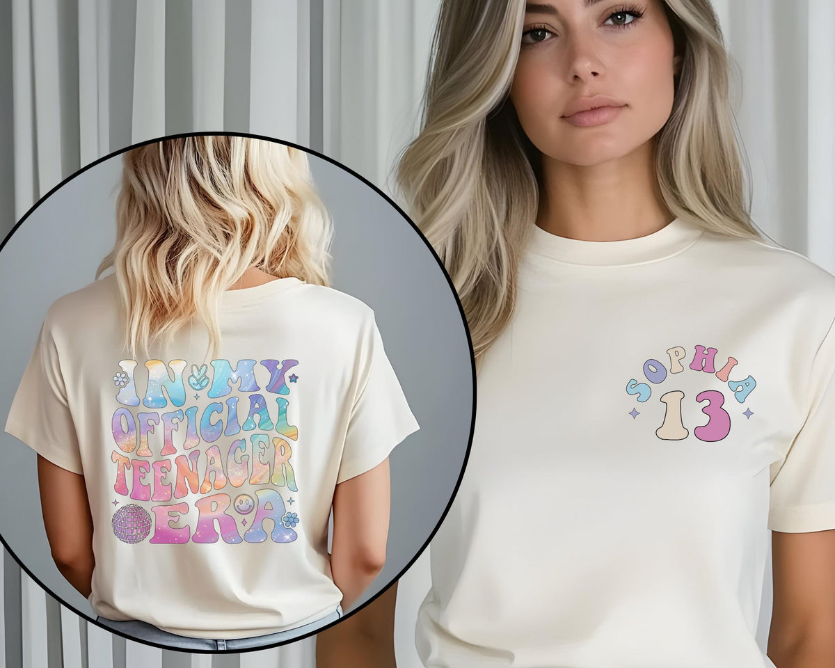 Personalized Official Teenager Era Shirt, In My Teenage Era Shirt, Customized Teenager 13 T Shirt, 13th Birthday, Girl Thirteenth Shirt