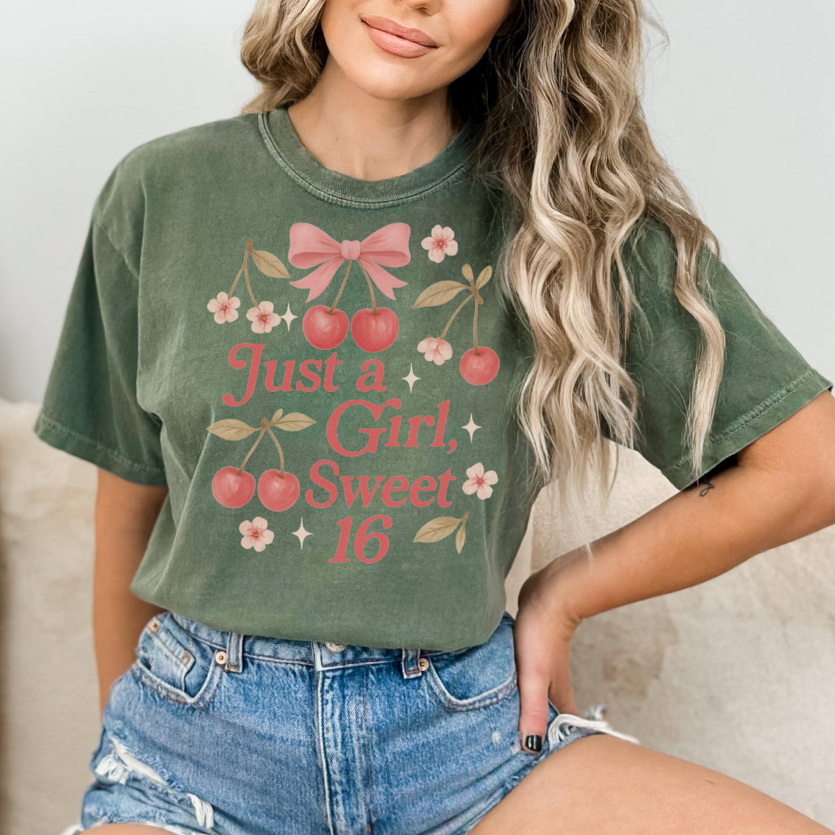 Sweet 16 Birthday Shirt, Cherry Design Teen Birthday Tee