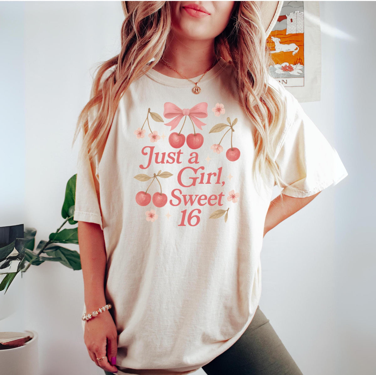 Sweet 16 Birthday Shirt, Cherry Design Teen Birthday Tee