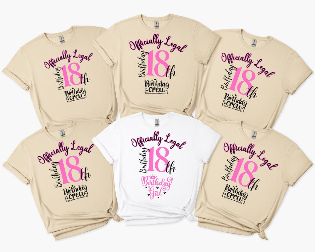 Officially Legal 18th Birthday Shirt, 18th Birthday Crew Shirt for Woman, Birthday Party Squad Shirts, Custom Birthday Group Shirts, 381
