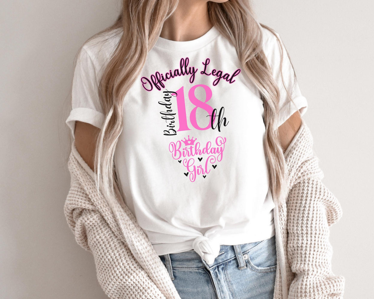 Officially Legal 18th Birthday Shirt, 18th Birthday Crew Shirt for Woman, Birthday Party Squad Shirts, Custom Birthday Group Shirts, 381