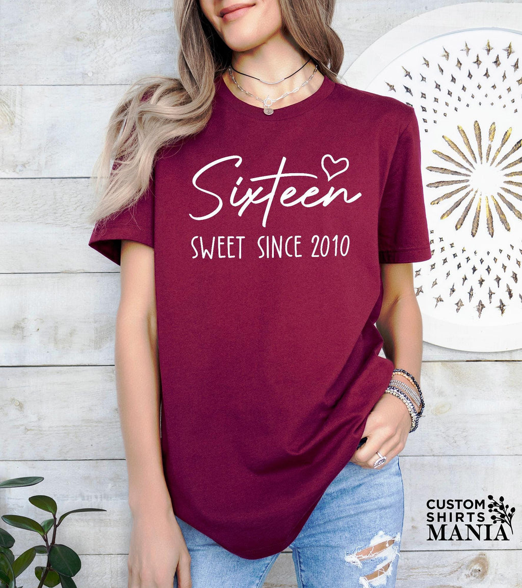 16th Birthday Tshirt, Sweet Sixteen Since 2010 Shirt, Birthday Gift for Daughter, Youth Birthday Girl Shirt, Sweet 16 Birthday, 2010 Tshirt