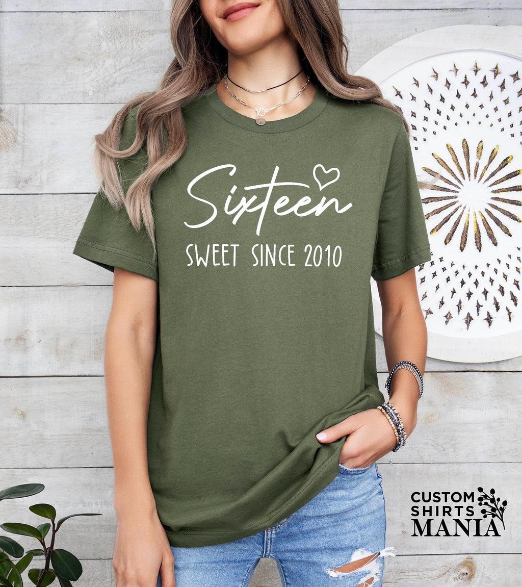 16th Birthday Tshirt, Sweet Sixteen Since 2010 Shirt, Birthday Gift for Daughter, Youth Birthday Girl Shirt, Sweet 16 Birthday, 2010 Tshirt
