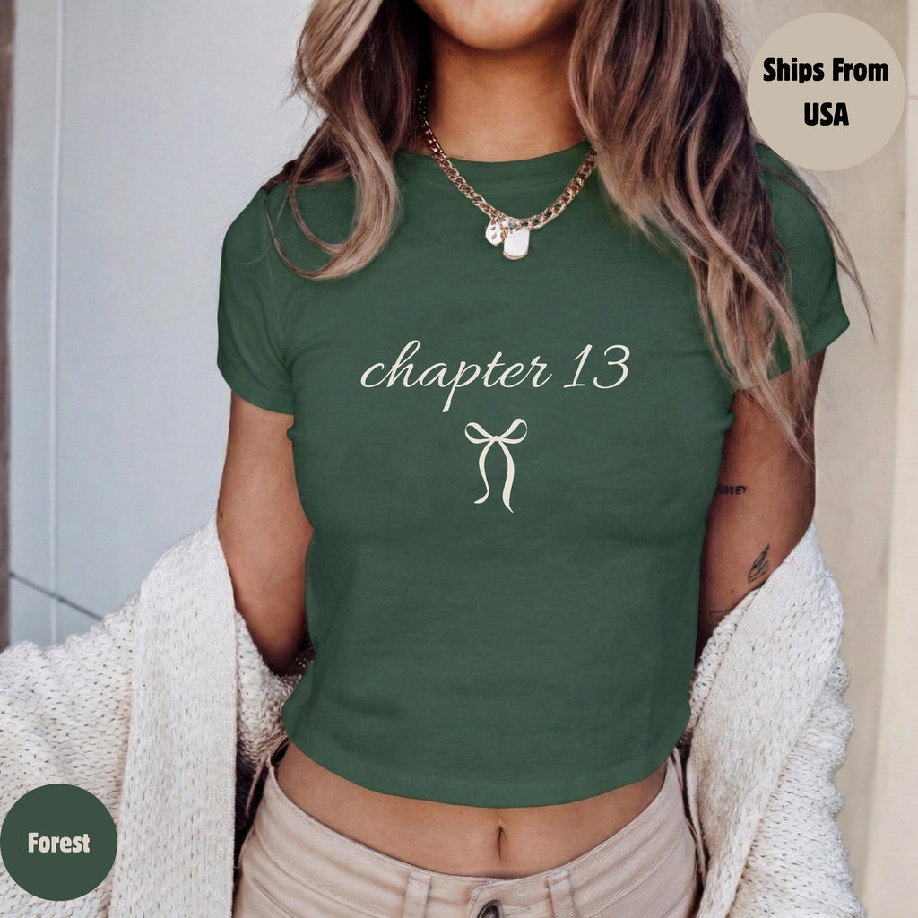 13th Birthday Coquette Baby Tee Crop Top, 13 Birthday Party Shirt,Gift for Daughter Tee, Birthday Shirt 13th Birthday Gift Official Teenager