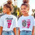 Personalized I Was 6 Now I'm 7 Girls Birthday T-Shirt, Matching Family Shirt, Funny 7th Turning Seven Meme