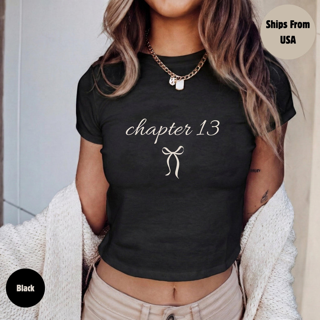 13th Birthday Coquette Baby Tee Crop Top, 13 Birthday Party Shirt,Gift for Daughter Tee, Birthday Shirt 13th Birthday Gift Official Teenager