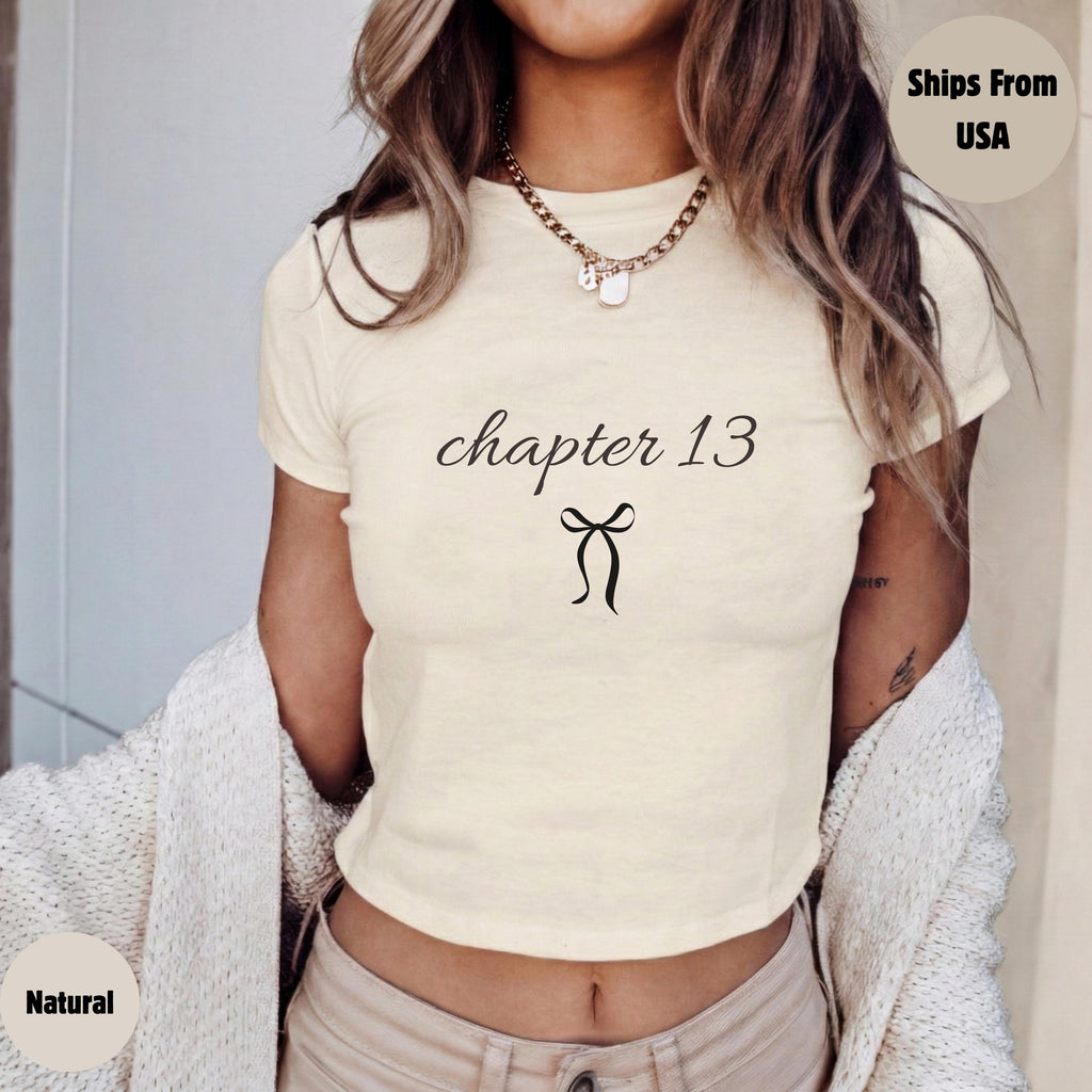 13th Birthday Coquette Baby Tee Crop Top, 13 Birthday Party Shirt,Gift for Daughter Tee, Birthday Shirt 13th Birthday Gift Official Teenager