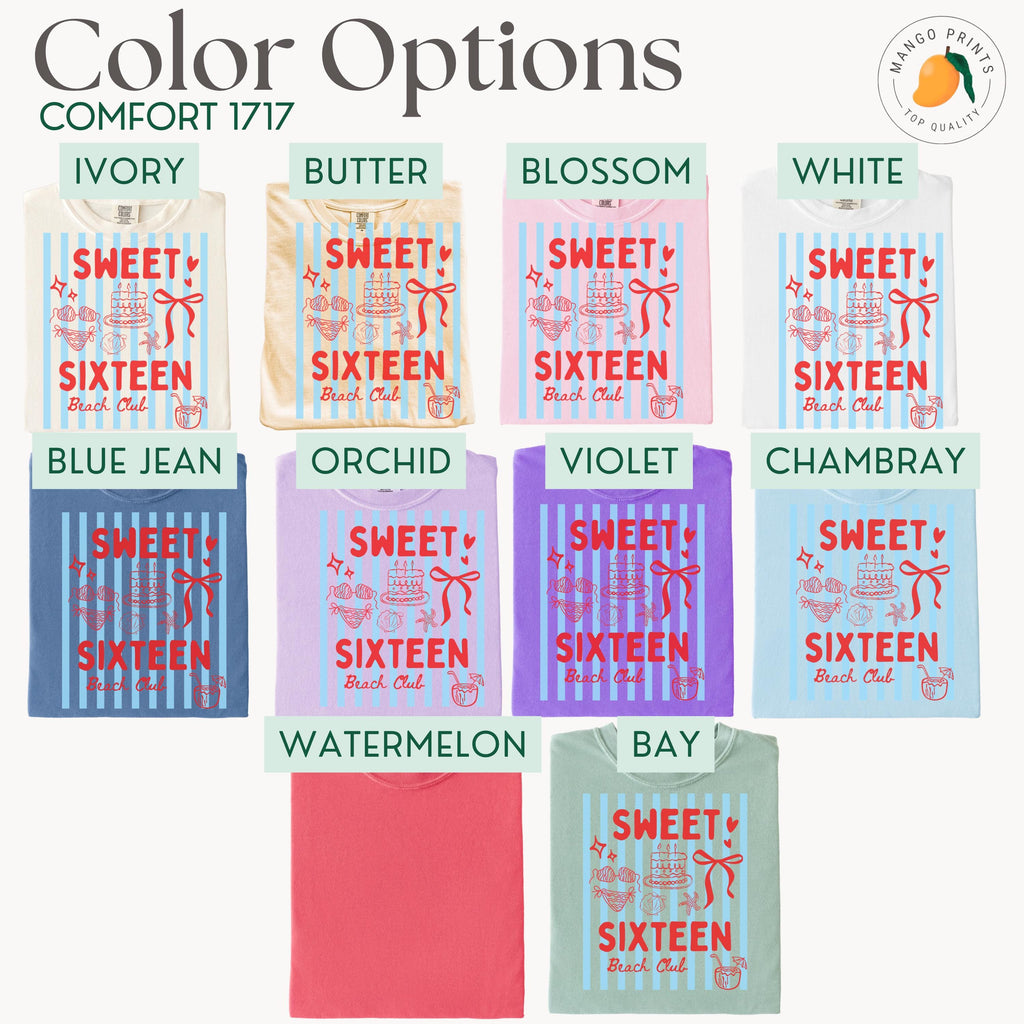 Sweet Sixteen Beach Club Shirt, Sweet 16 Birthday Gift For Girl, Trendy Summer Birthday Tee For Daughter Bestie Sister