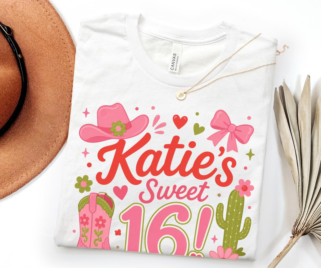 Sweet 16 Shirt, Personalized Cowgirl Custom Birthday Party, Western Theme Matching Crew Sleepover