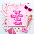 Custom Text Pink Party Shirt, Comfort Colors TShirt, Girls Trip Bachelorette Party Fashion Doll Font Tee, Personalized Birthday Gift for Kid